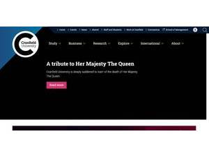 Cranfield University's official website homepage screenshot