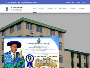 Crawford University's official website homepage screenshot