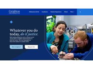Creighton University's official website homepage screenshot