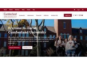 Cumberland University's official website homepage screenshot