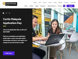 Curtin University, Malaysia's official website homepage screenshot