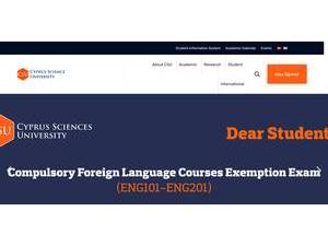 Cyprus Science University's official website homepage screenshot