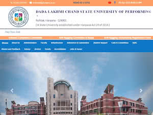 Dada Lakhmi Chand State University of Performing and Visual Arts's official website homepage screenshot
