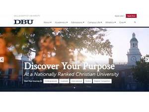 Dallas Baptist University's official website homepage screenshot