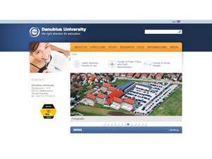 Danubius University's official website homepage screenshot