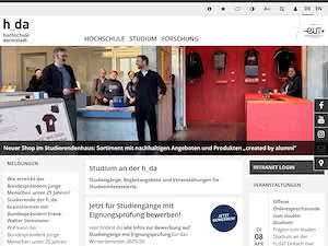 Darmstadt University of Applied Sciences's official website homepage screenshot