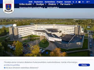 Daugavpils University's official website homepage screenshot