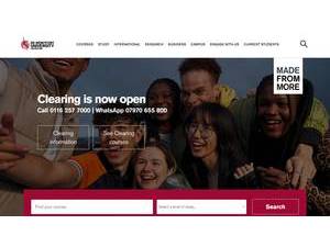 De Montfort University's official website homepage screenshot