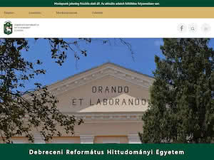 Debreceni Református Hittudományi Egyetem's official website homepage screenshot