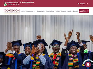 Dominion University College's official website homepage screenshot