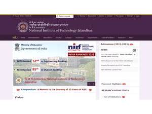 Dr. B R Ambedkar National Institute of Technology Jalandhar's official website homepage screenshot