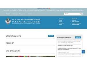 Dr. B. R. Ambedkar University Delhi's official website homepage screenshot