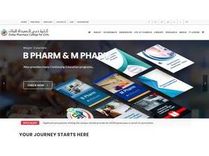 Dubai Pharmacy College's official website homepage screenshot