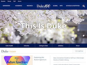 Duke University's official website homepage screenshot