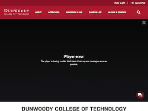 Dunwoody College of Technology's official website homepage screenshot
