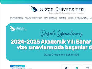 Düzce Üniversitesi's official website homepage screenshot