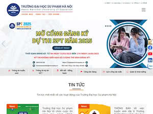 Đại học Sư phạm Hà Nội's official website homepage screenshot