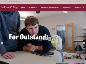 Earlham College's official website homepage screenshot