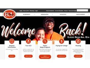 East Central University's official website homepage screenshot
