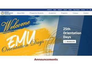 Eastern Mediterranean University's official website homepage screenshot