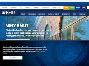 Eastern Mennonite University's official website homepage screenshot
