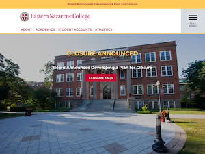 Eastern Nazarene College's official website homepage screenshot