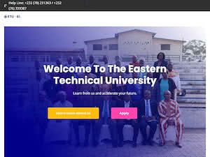 Eastern Technical University of Sierra Leone's official website homepage screenshot