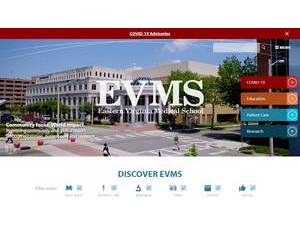 Eastern Virginia Medical School's official website homepage screenshot