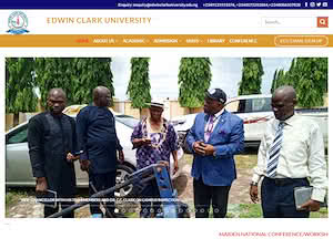 Edwin Clark University's official website homepage screenshot