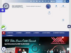 Ege University's official website homepage screenshot