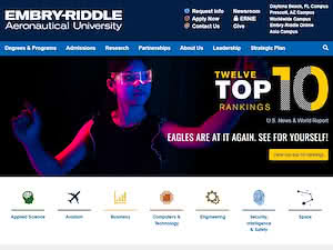 Embry-Riddle Aeronautical University's official website homepage screenshot