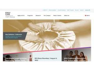 Emily Carr University of Art and Design's official website homepage screenshot