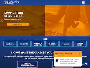 Empire State University's official website homepage screenshot