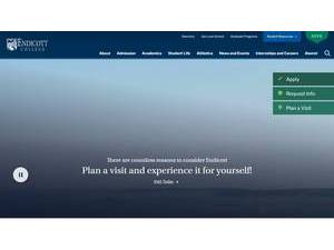 Endicott College's official website homepage screenshot