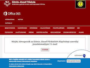 Eötvös József College's official website homepage screenshot