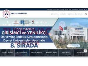 Erciyes Üniversitesi's official website homepage screenshot