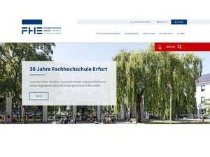 Erfurt University of Applied Sciences's official website homepage screenshot