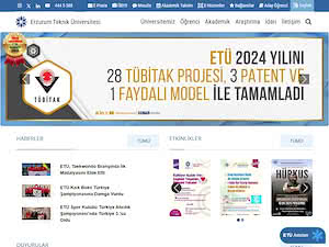 Erzurum Teknik Üniversitesi's official website homepage screenshot