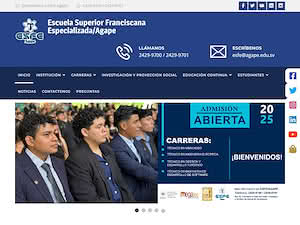 Escuela Superior Franciscana Especializada AGAPE's official website homepage screenshot