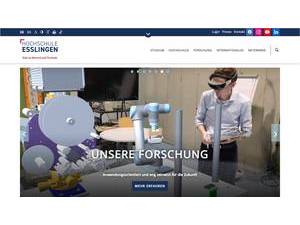 Esslingen University of Applied Sciences's official website homepage screenshot