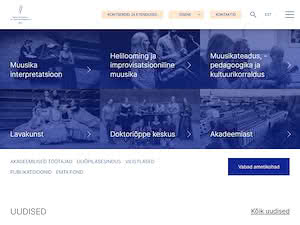 Estonian Academy of Music and Theatre's official website homepage screenshot
