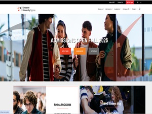 European University Cyprus's official website homepage screenshot