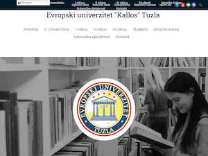 European University Kallos Tuzla's official website homepage screenshot