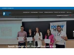 European University of Tirana's official website homepage screenshot