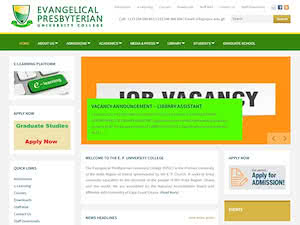 Evangelical Presbyterian University College's official website homepage screenshot