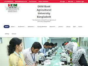 Exim Bank Agricultural University of Bangladesh's official website homepage screenshot
