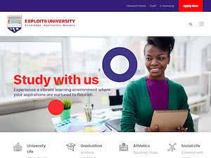 Exploits University's official website homepage screenshot