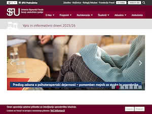 Fakulteta za psihoterapevtsko znanost Univerze Sigmunda Freuda v Ljubljani's official website homepage screenshot