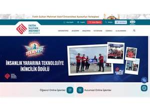 Fatih Sultan Mehmet Vakif University's official website homepage screenshot