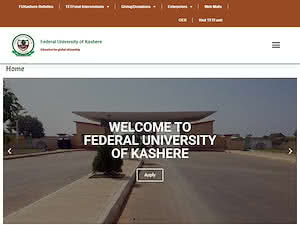 Federal University, Kashere's official website homepage screenshot